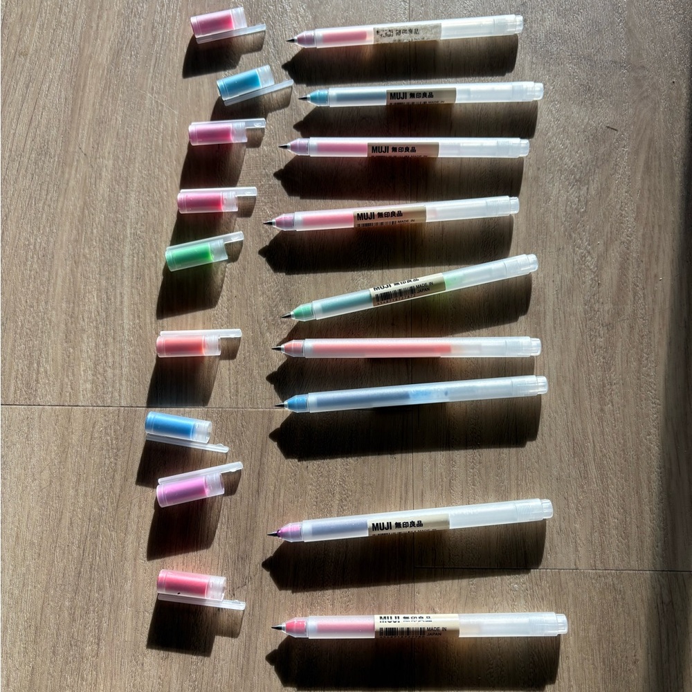 Original Muji gel ink pen tips (discontinued)
9 colors Good/fair condition